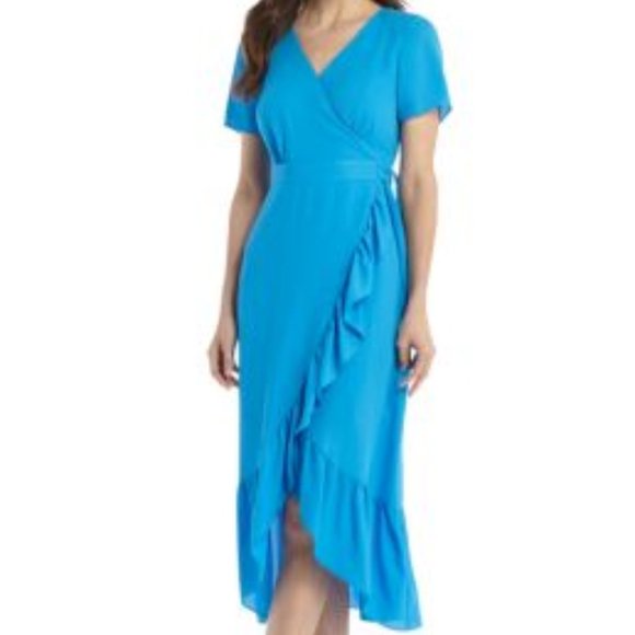 The Limited Dresses & Skirts - THE LIMITED Short Sleeve Surplice Ruffle Dress